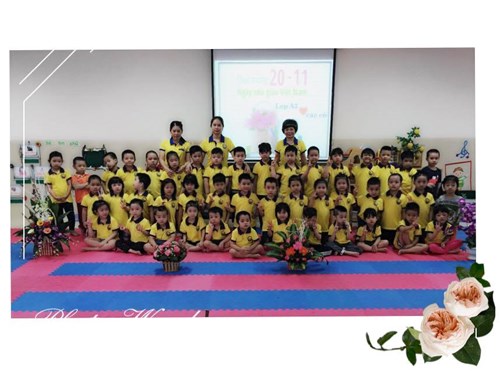 Cô và trò Lớp mẫu giáo lớn A3 chào mừng ngày nhà giáo Việt Nam 20-11